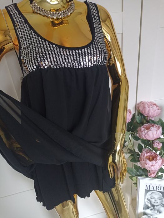 Czarna zwiewna tunika z cekinami Vero Moda R.M/38