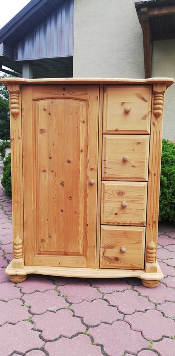 Komoda stylowa drewniana szafka sosnowa szuflady surowa bieliźniarka