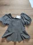 Nowa 140 h&m bluzka denim czarna baskinka bufki