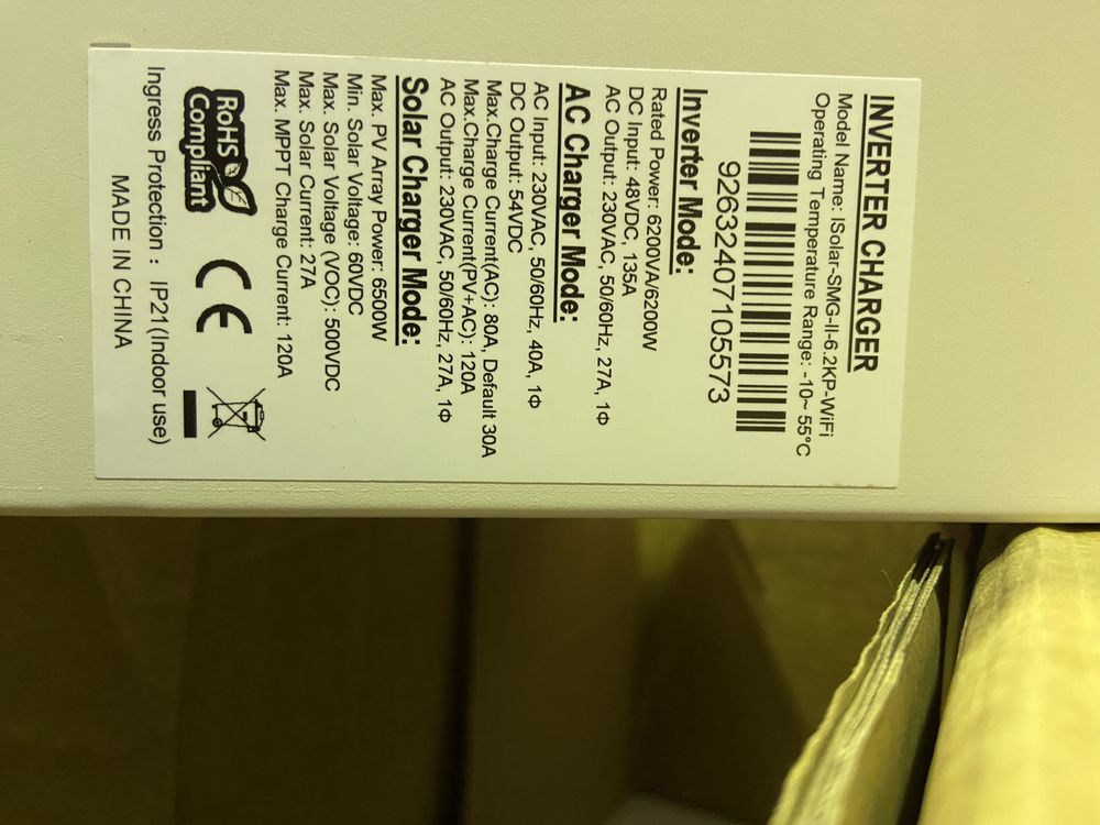 Inversor solar novo nunca usado 6200W