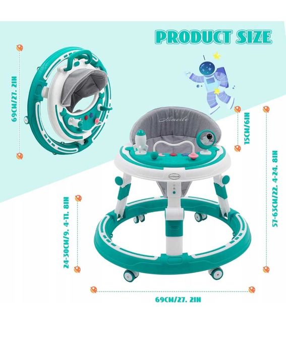 Chodzik Jeżdzik Regulowany Okrągły 360 Solidny