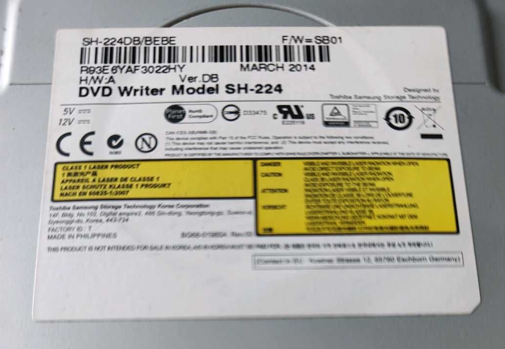 Nagrywarka DVD SAMSUNG SH-224 DVD-RW SATA 5.25'' napęd + GRATIS