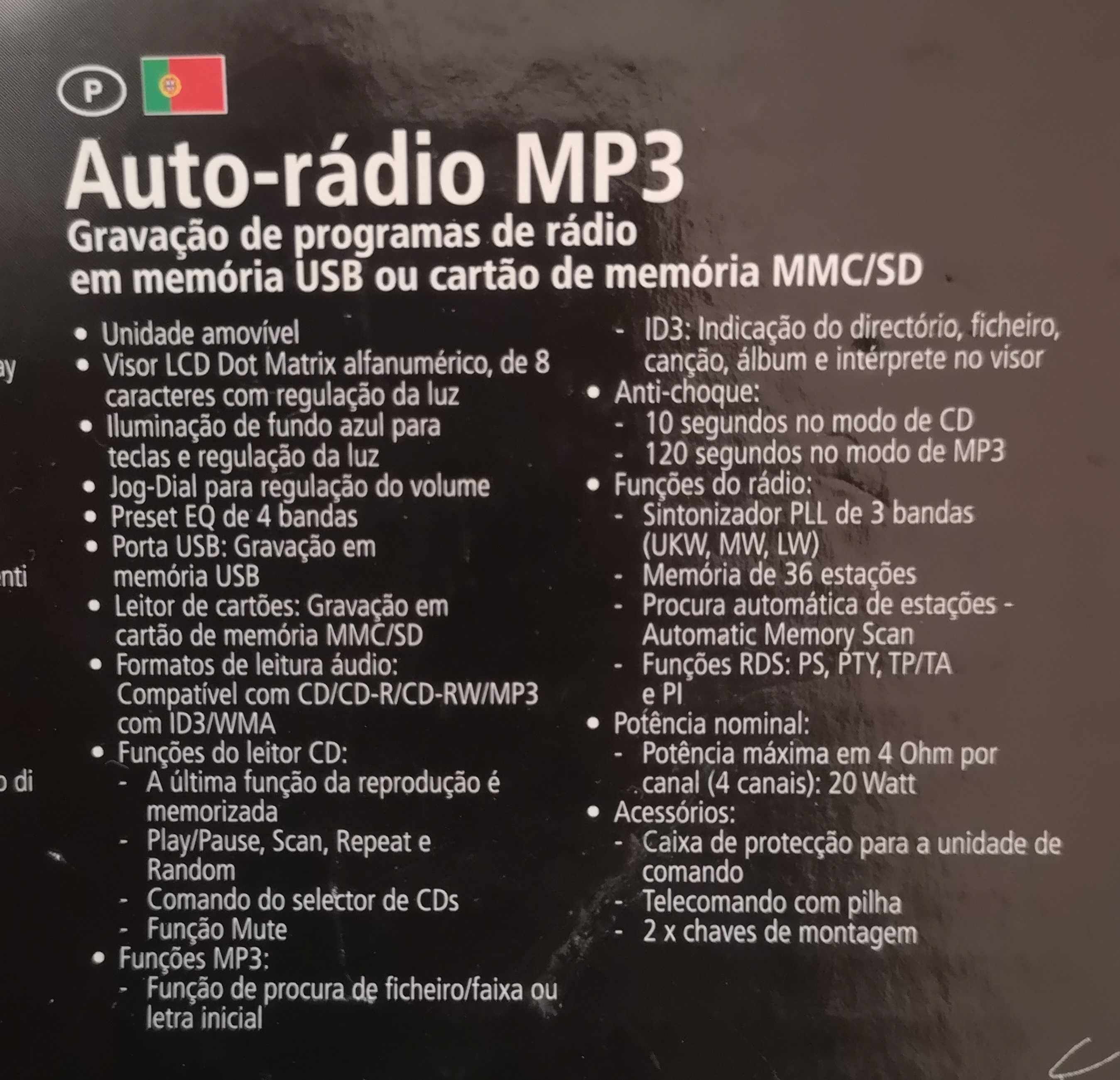 Rádio MP3 para o carro - SilverCrest - Novo