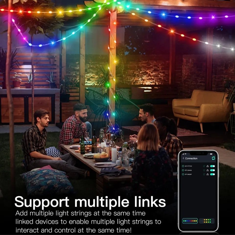 RGB Смарт гірлянда 10м з пультом, 100 LED світлодіодів IP65