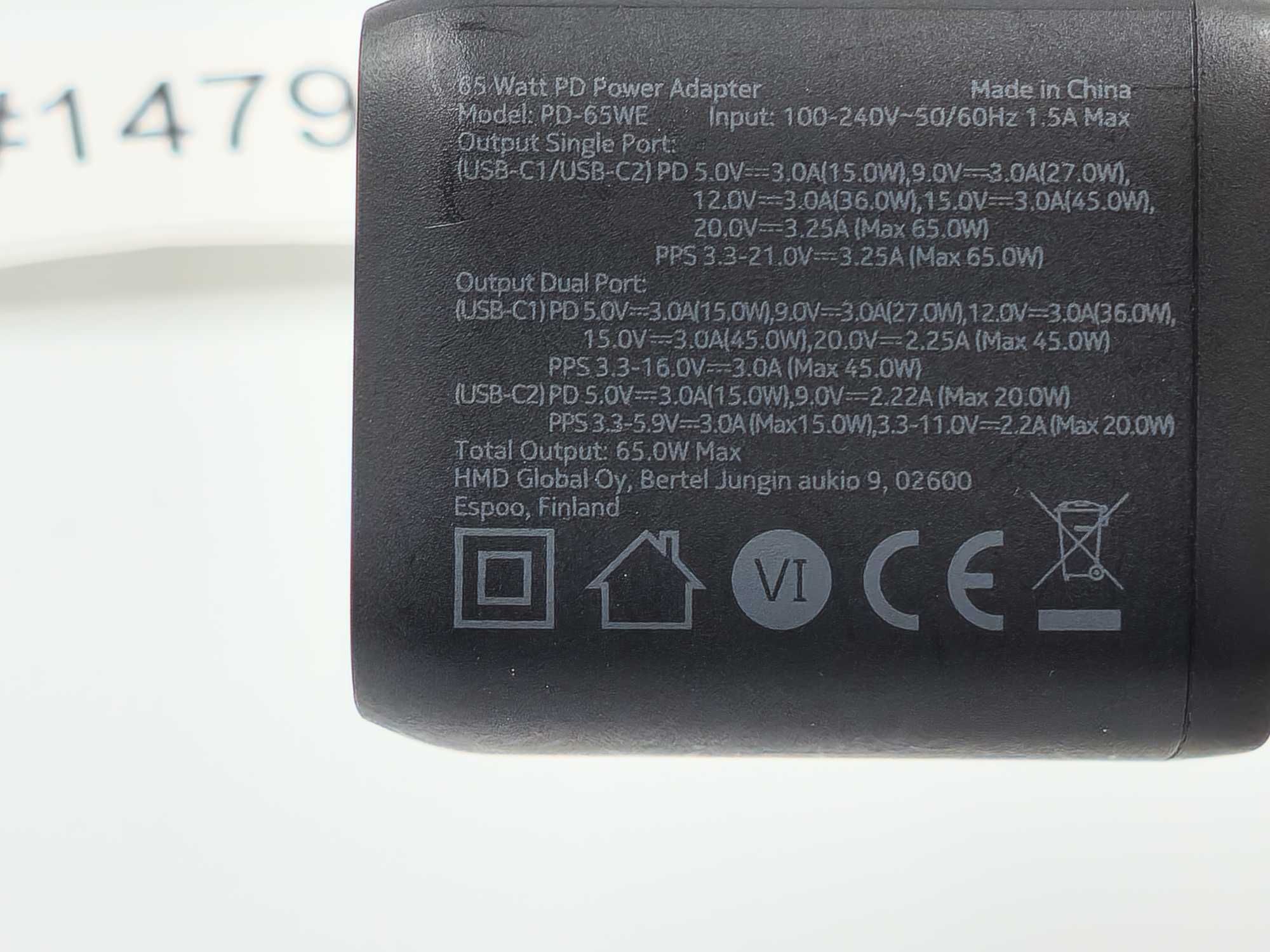Ładowarka Nokia Dual Port USB C | MOC 65W | #1479