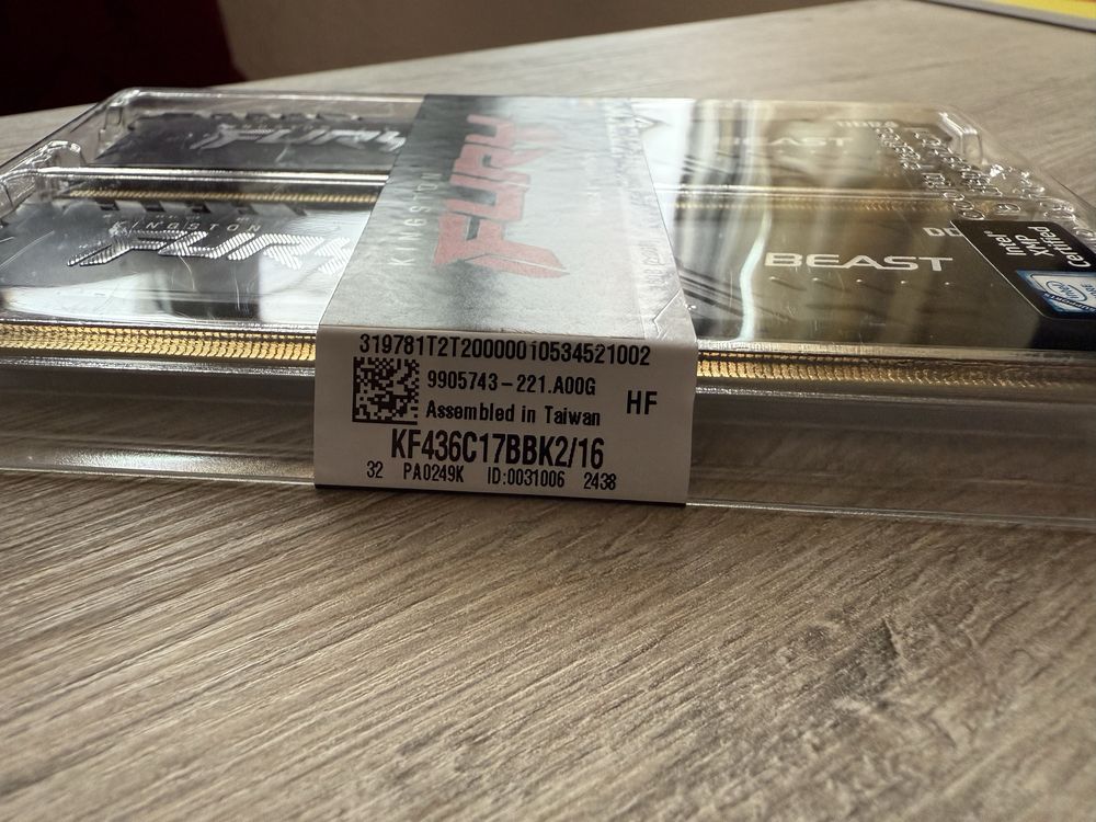 Оперативна памʼять DDR4 16gb(2x8) 3600MHz CL17 Kingston FURY Beast