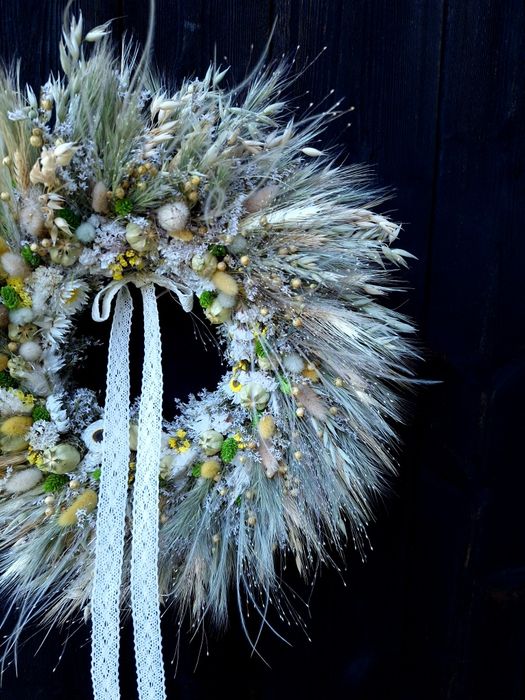 Jesienny wianek, boho, rustykalny, naturalny, dekoracja na stół, drzwi