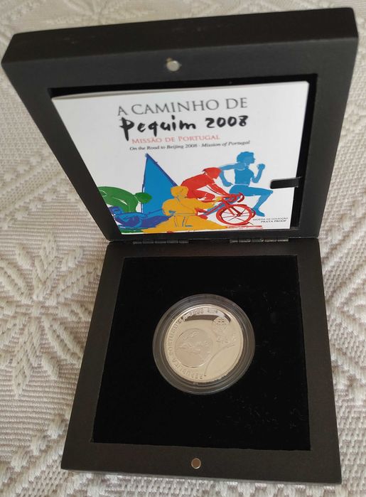 Portugal moeda em prata proof de 2,5 euro de 2008 Jogos Olimp. Pequim