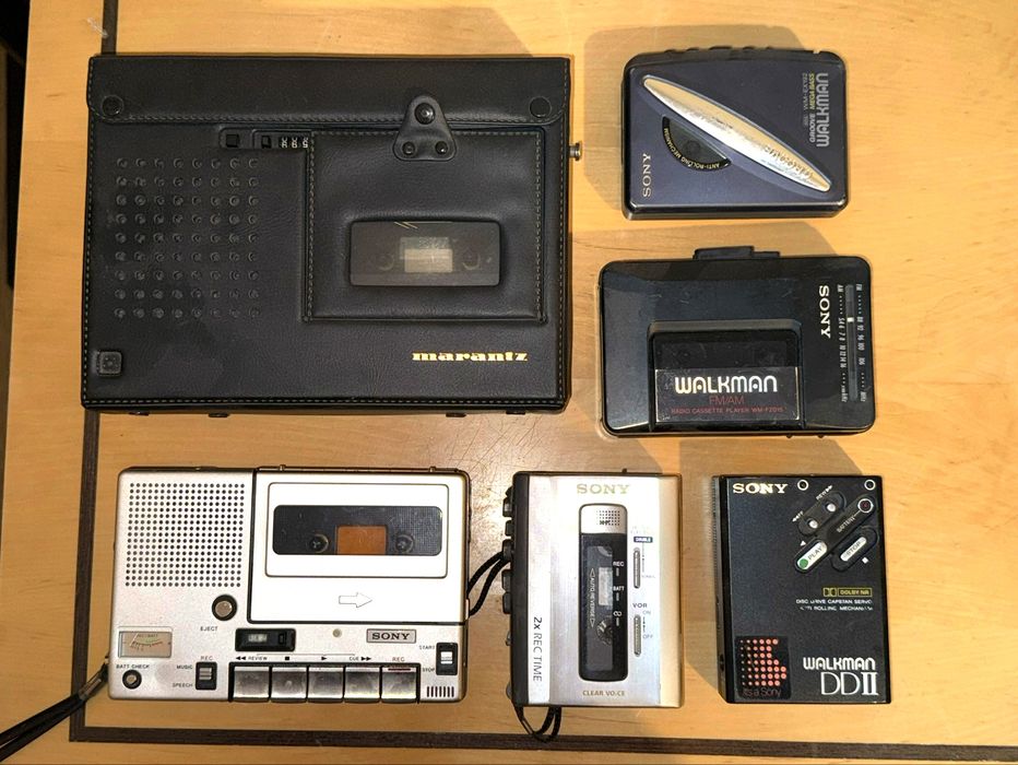 Zestaw odtwarzaczy kasetowych marantz sony walkman cassette vintage