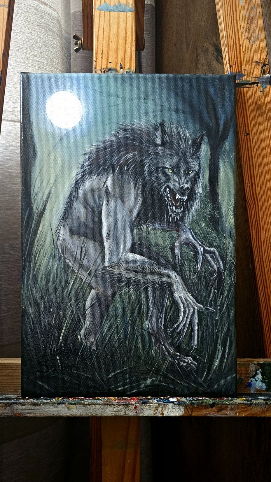 Obraz ręcznie malowany na płótnie Wilkołak