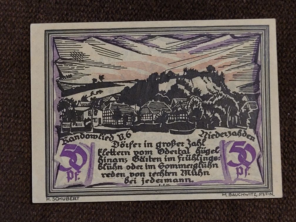 Notgeld pieniądz zastępczy Miejscowość Szczecin Stettin 1921r banknoty