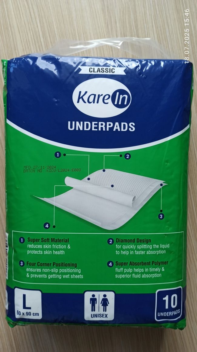 Podkłady na łóżko 60x90 cm - 4 paczki x 10 szt