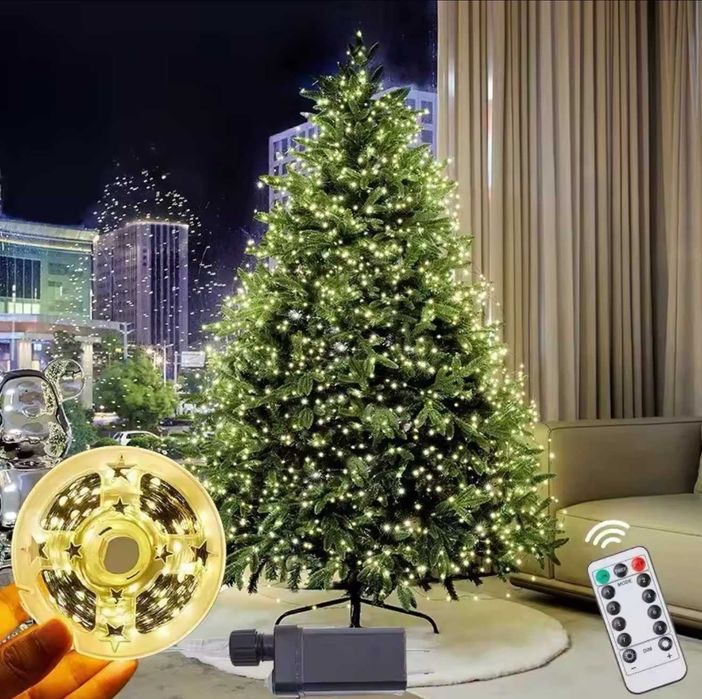 Гірлянда “Роса” 40м — 400 LED, теплий білий, USB + пульт,герлянда