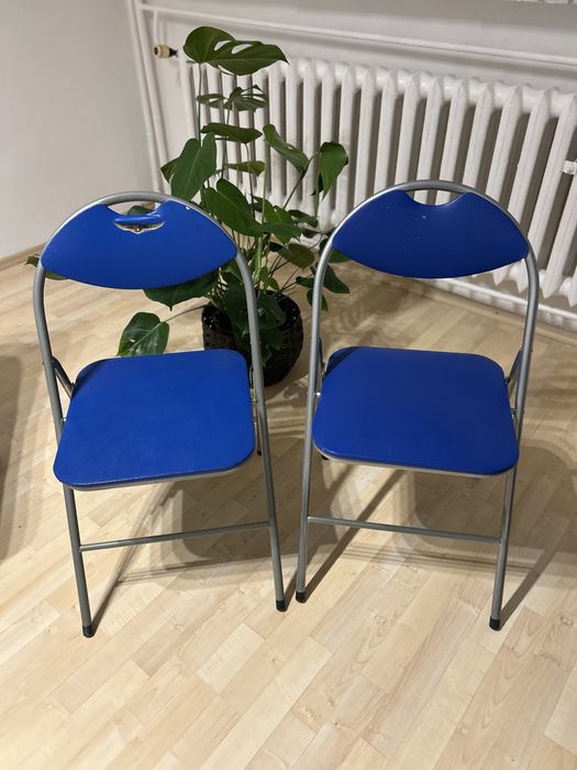 Kszesło krzesła niebieskie składane skóra jysk