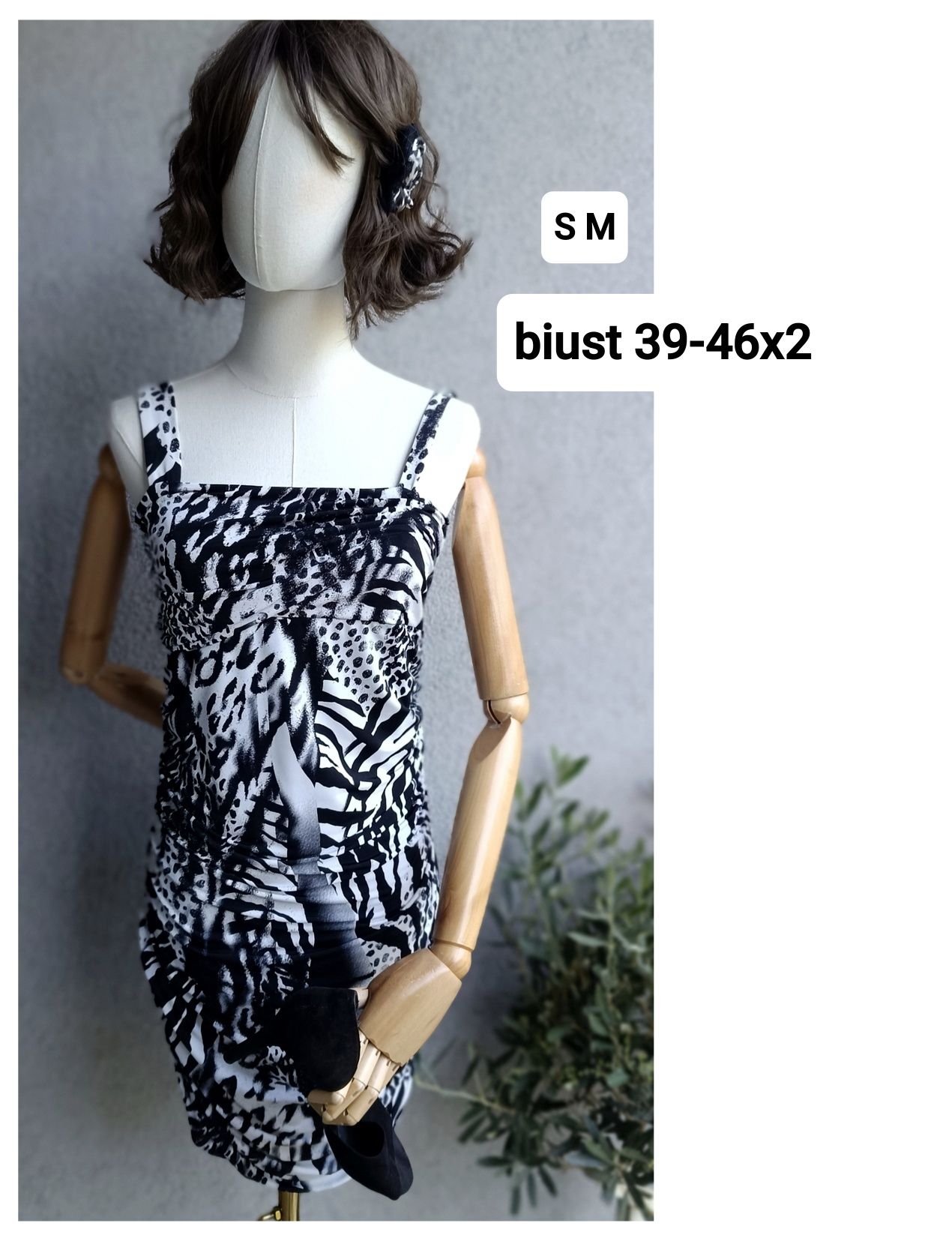 Sukienka w motyw panterki S M biust 39-46x2 animal print mini impreza