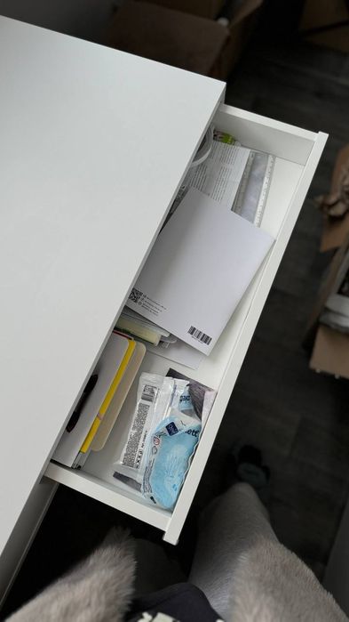 Стол компьютерный белый 2 ящика парта