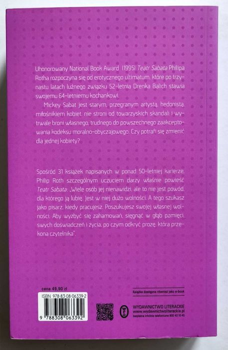 Teatr Sabata, Philip Roth, jak NOWA! UNIKAT!