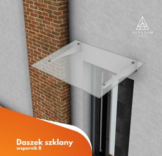 Daszek szklany na wymiar, zadaszenie, daszek na cięgnach/wspornikach