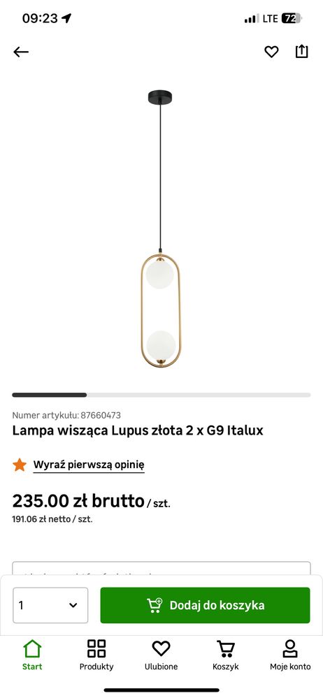 Lampa wiszaca zlota