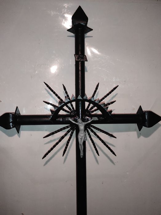 Stary Metalowy Masywny KRZYŻ (na cmentarz) - 2 m wysokości !!
