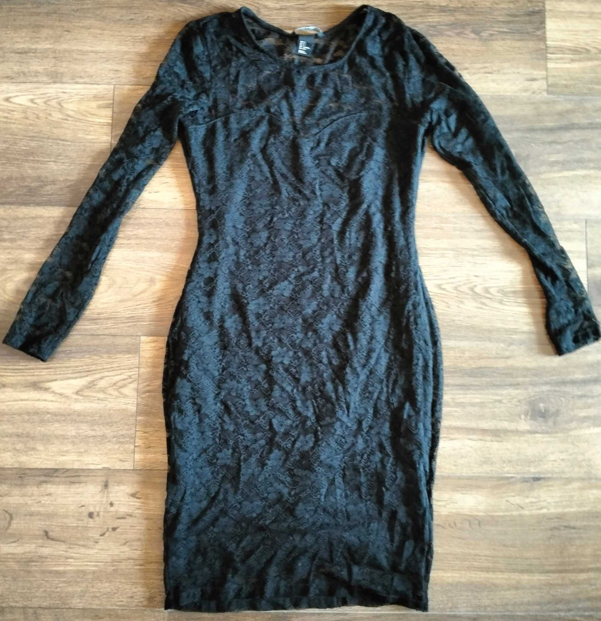 Koronkowa dopasowana sukienka mini H&M rozm s dekolt serce