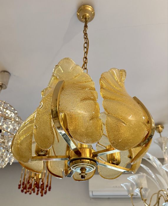 Carl Fagerlund elegancki zyrandol szklo murano 1970 Hollywood Regency