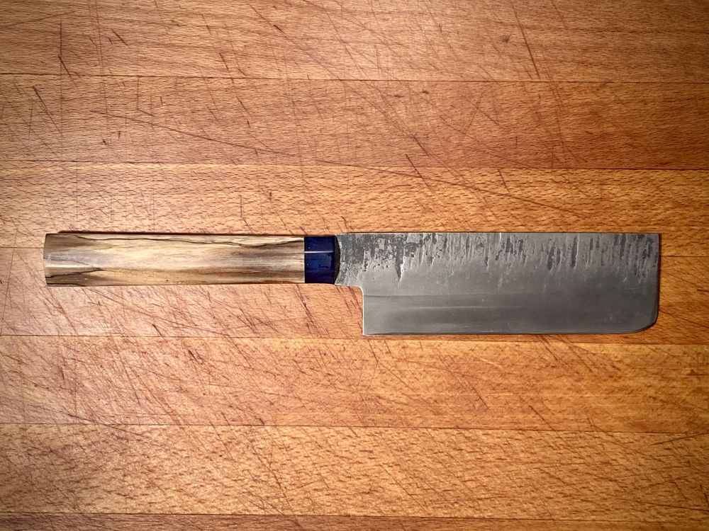 Nowy Bardzo Ostry Japonski Noz Nakiri Stal Weglowa 14,5cm