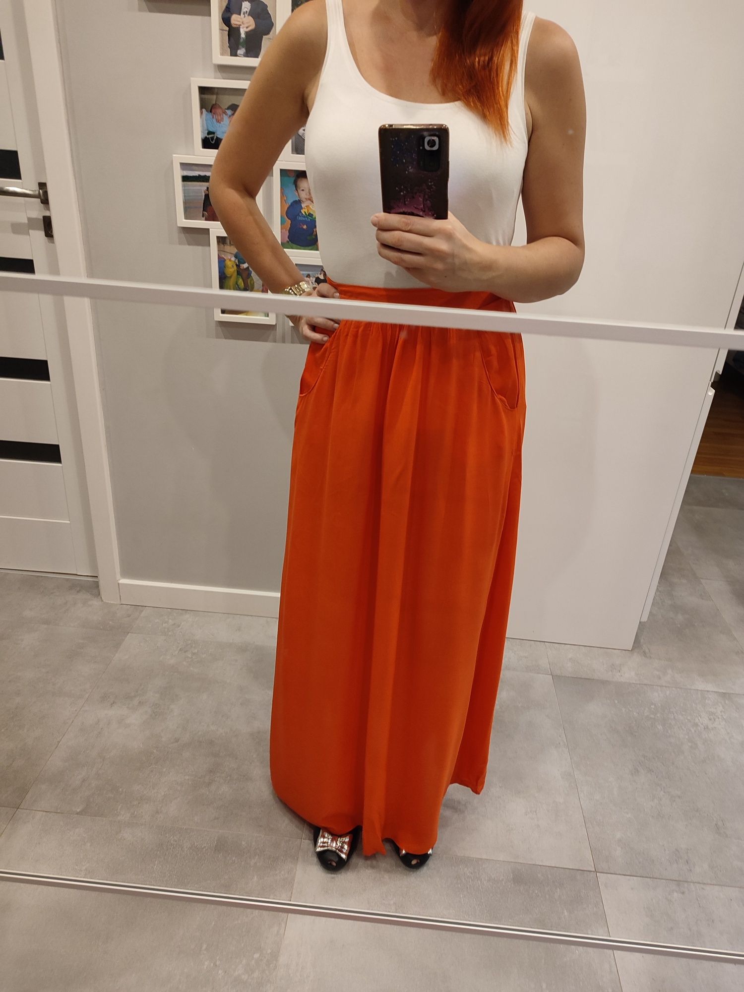 Pomarańczowa spódnica maxi long rozmiar 38 M