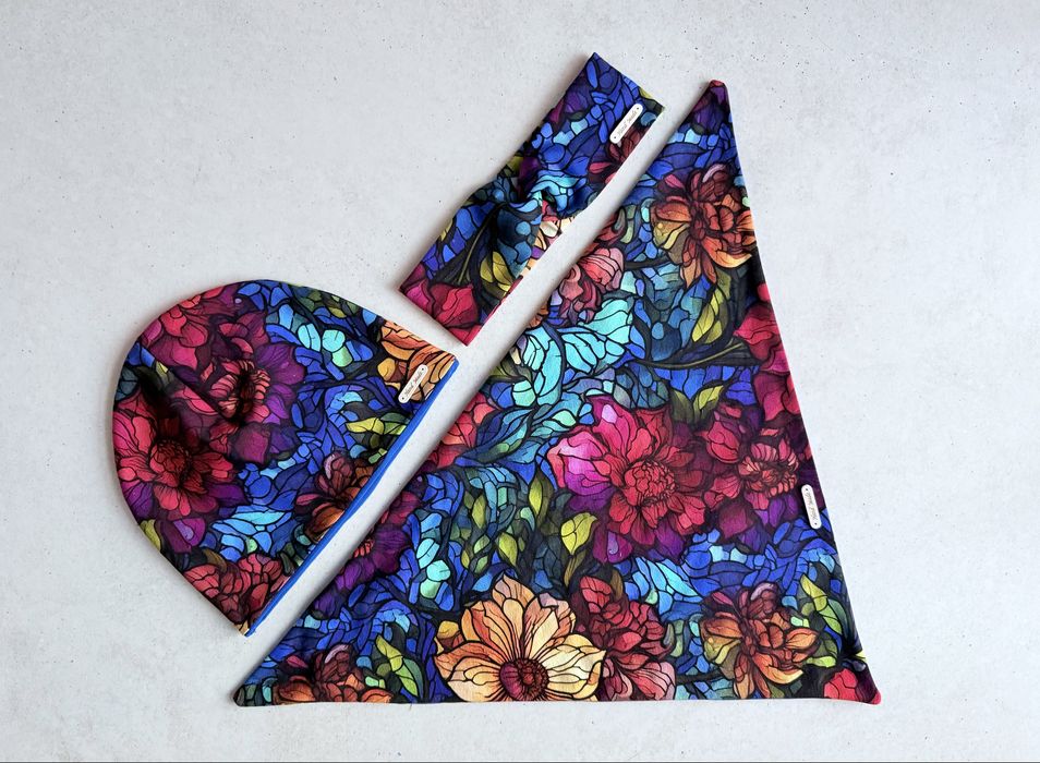 Czapka chusta jesień wiosna dziewczynka 52 54