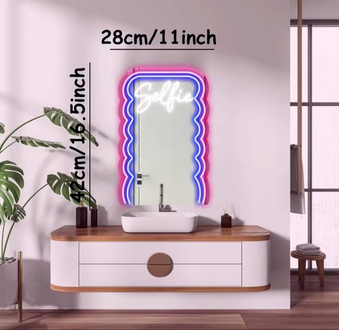Selfie LED lustro neon nowe mega
