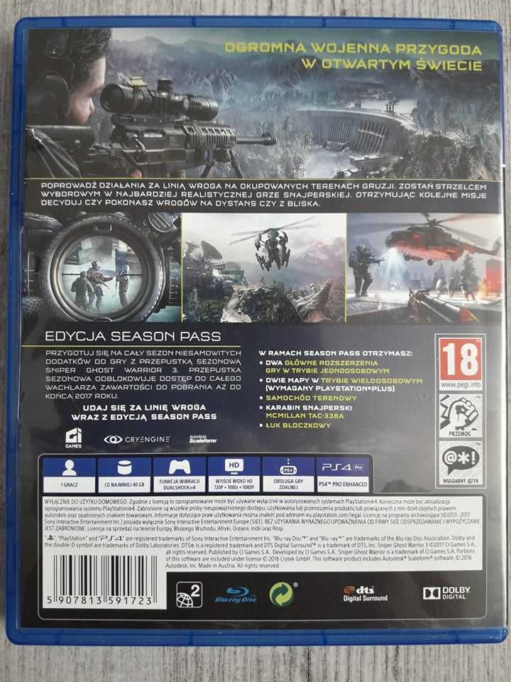 Gra Sniper Ghost Warrior 3 Polska Wersja PS4/PS5 Playstation