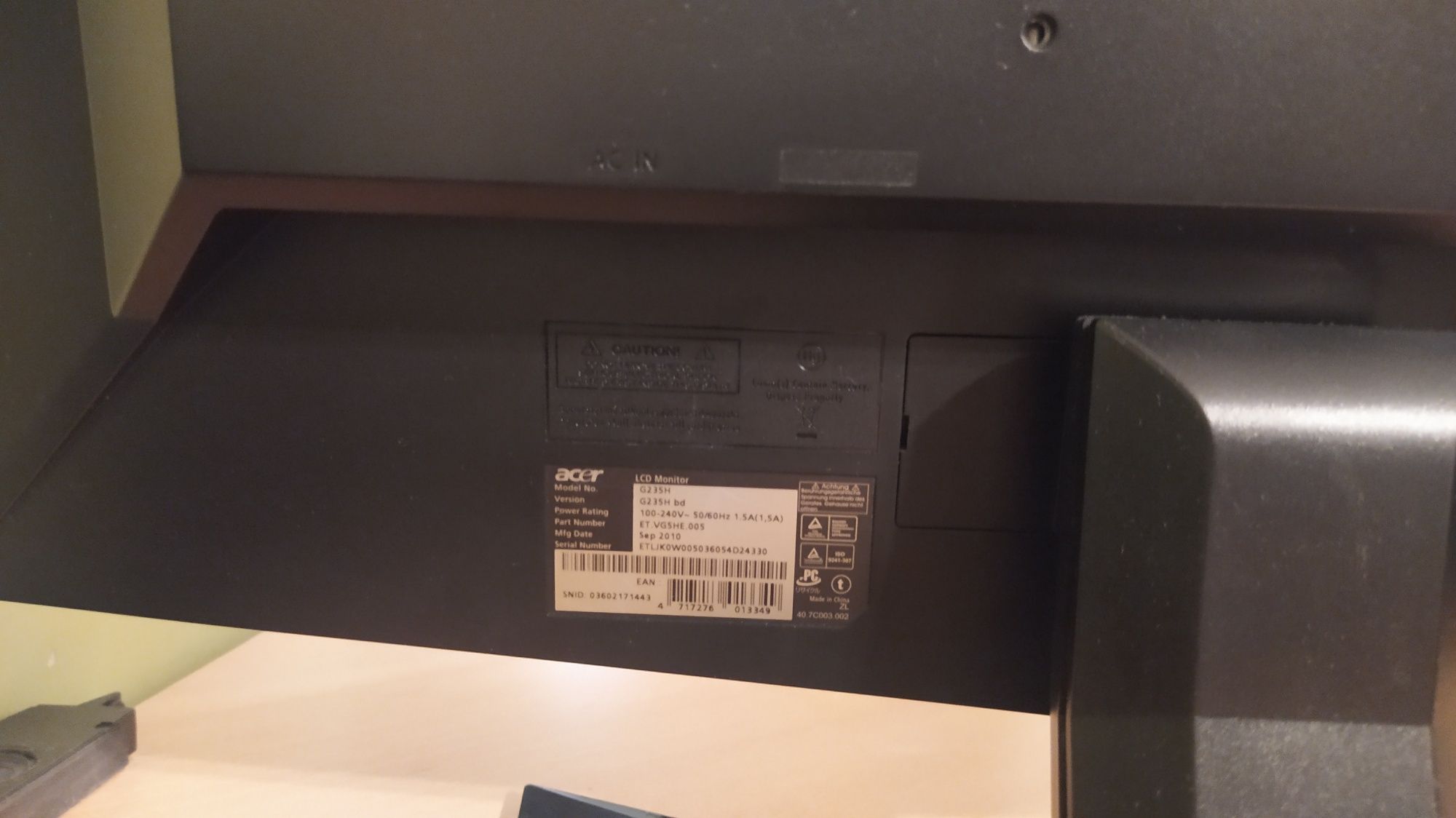 Monitor ACER G235H 23 cale