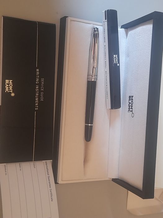 Caneta Rollerball Montblanc Meisterstuck classic tampa de aço