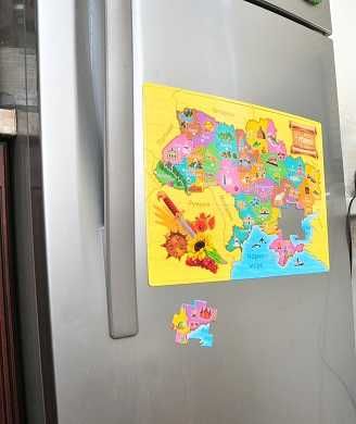 Мапа України Пазл Карта Украины  46х30 магнитная карта на холодильник