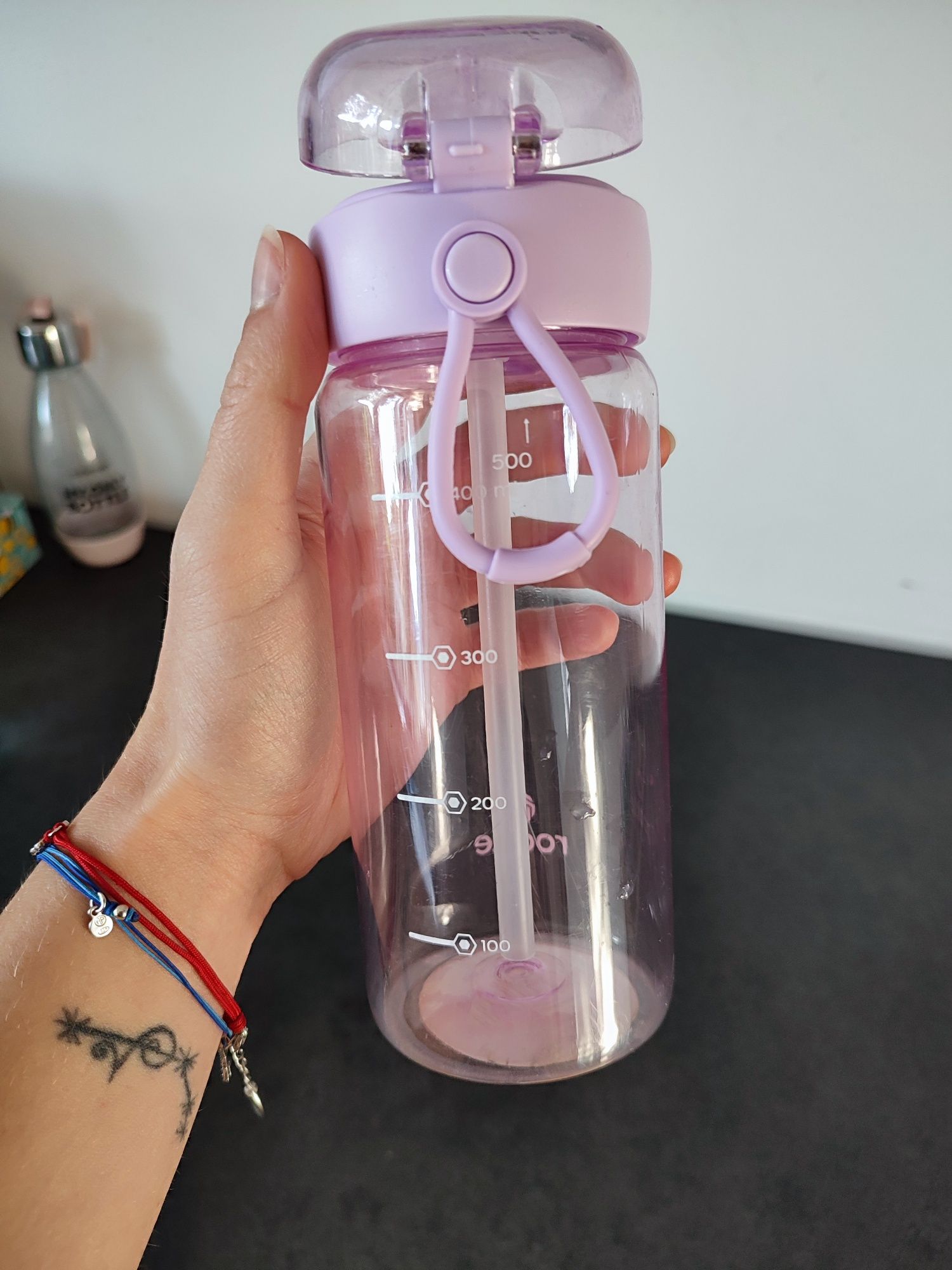 Bidon na wodę z słomką Rockle 500 ml liliowy fioletowy