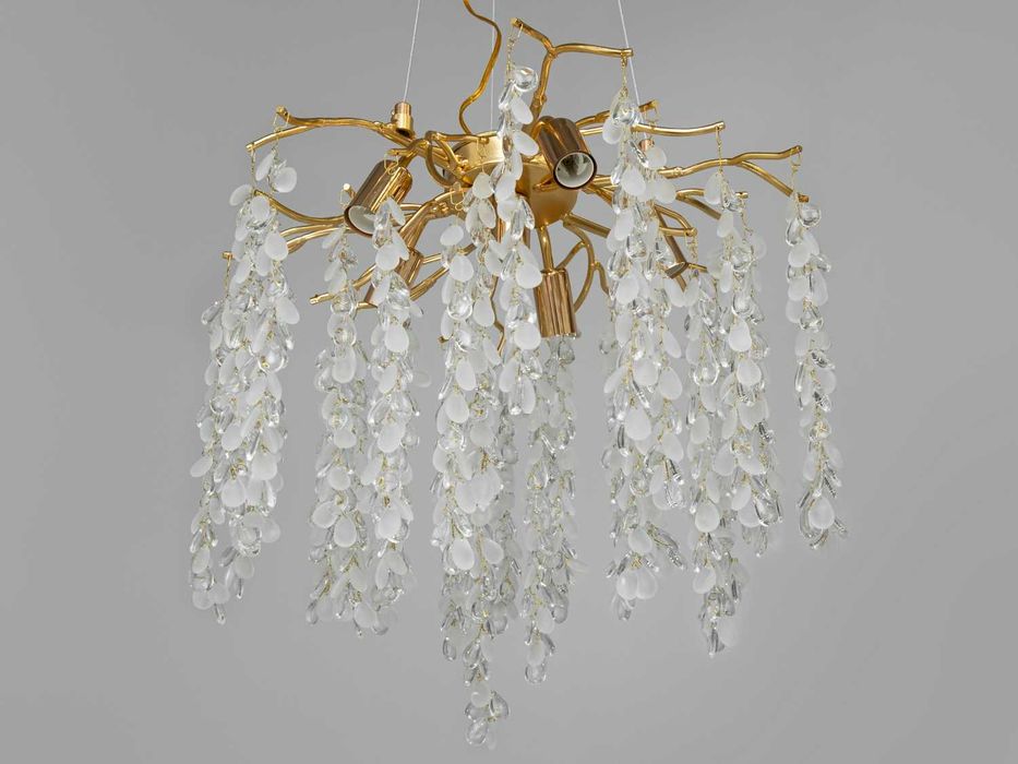 Стильна кришталева люстра "Гліцинія" з алюмінієвими елементами, 6 ламп