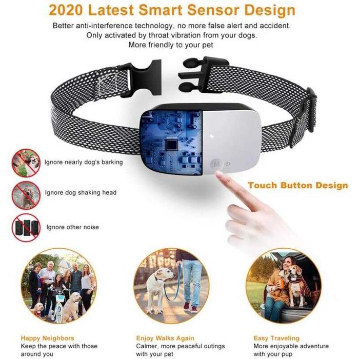 PORTES GRÁTIS Coleira Anti-Latido Som+Vibração+Choque - NOVO