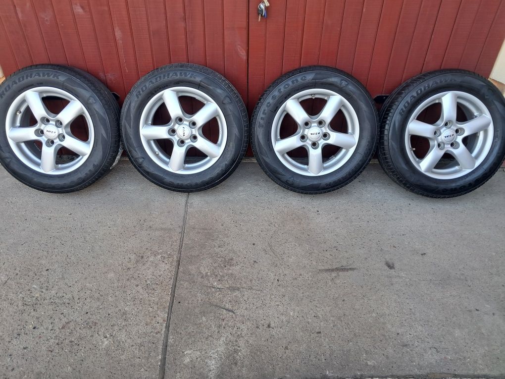 Alufelgi 15" 5x112 Rial 6,5JH2 ET 45 koła vw touran letnie Firestone