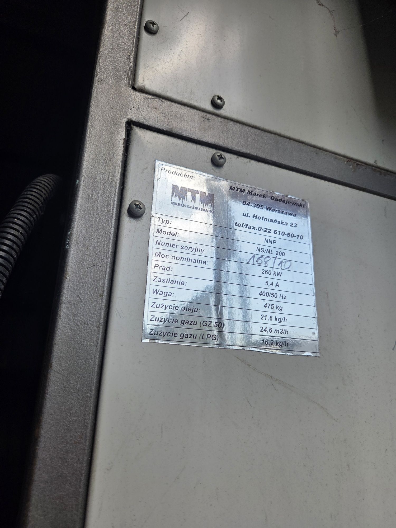 Nagrzewnica nadmuchowa 260 kW – MTM NS/NL 200 – gaz ziemny/LPG/olej