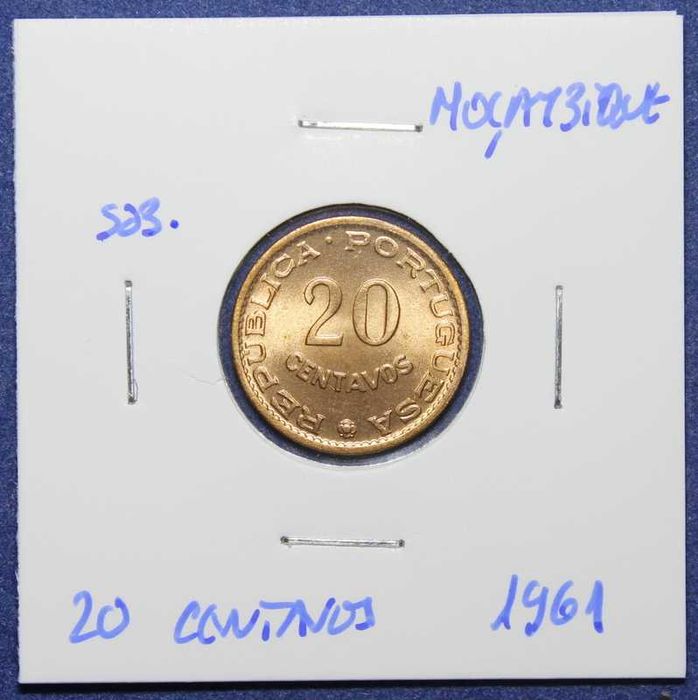 Moeda 20 Centavos 1961 Moçambique - Retirada de ROLO
