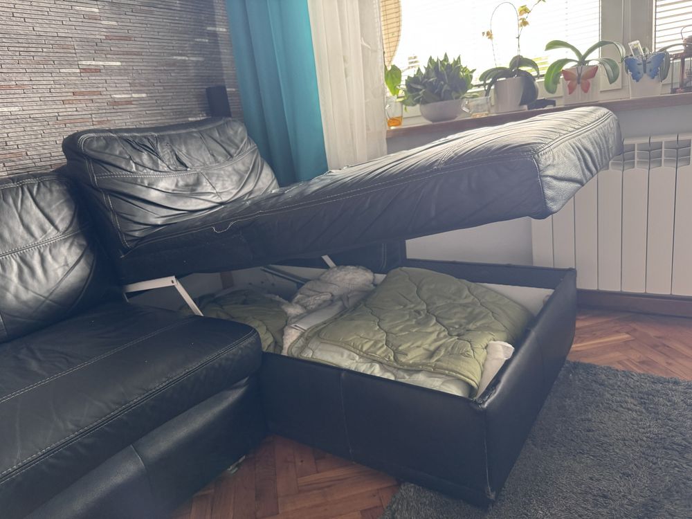 Sofa ,narożnik skorzany czarny