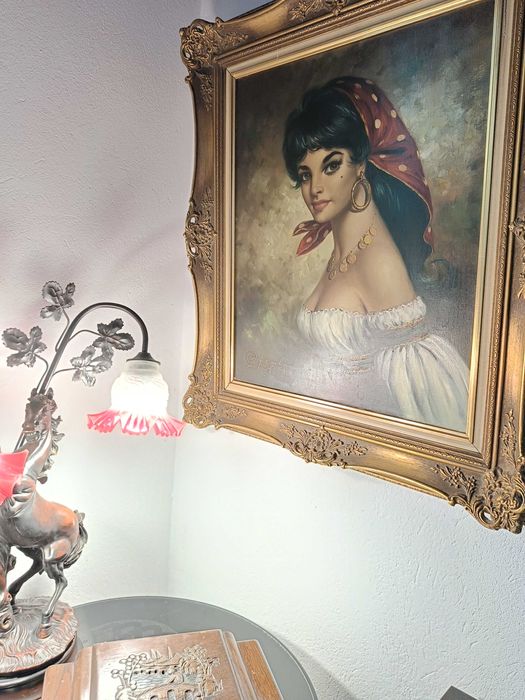 Obraz olejny na płótnie Cyganka, w pięknej ramie