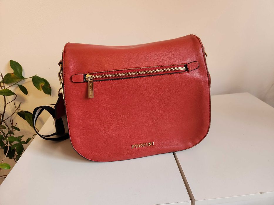 Torebka damska na ramie PUCCINI czerwony mat czerwona 30x25cm