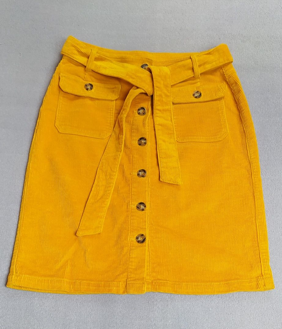 Żółta spódnica sztruksowa