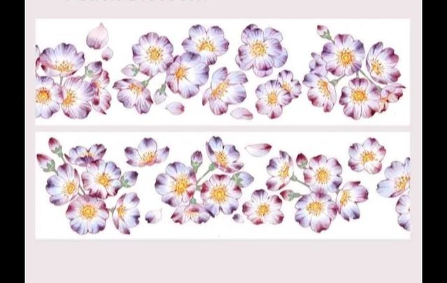 Taśma 2 m fioletowe kwiatki, scrapbooking journaling washi