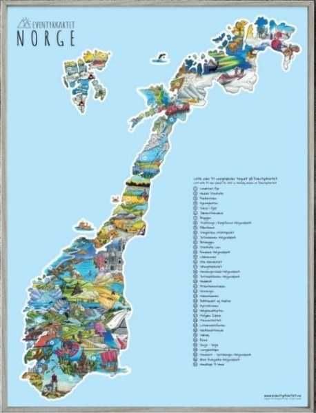 plakat mapa Norwegii