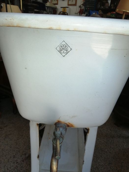 Banheira criança esmalte e esquentador antigo