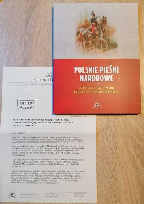 Numizmat - 95 rocznica hymnu narodowego RP + książka