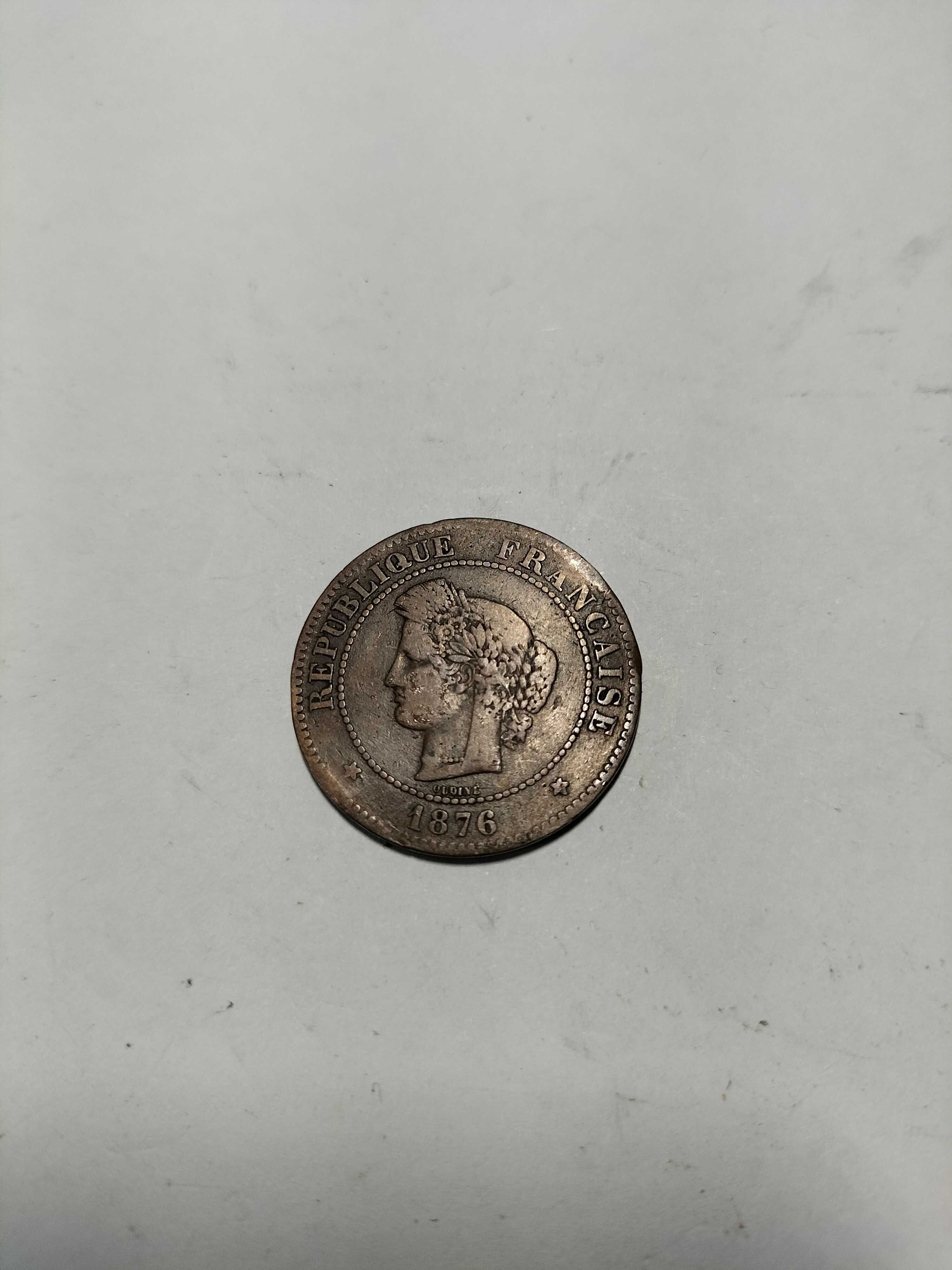 Moeda França 5 centavos 1876  Лот 69