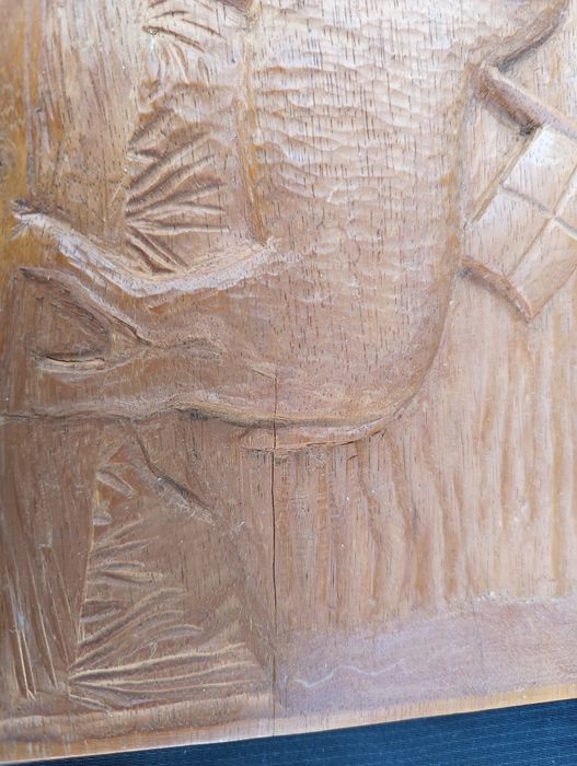 Płaskorzeźba drewniana baranek wielkanocny